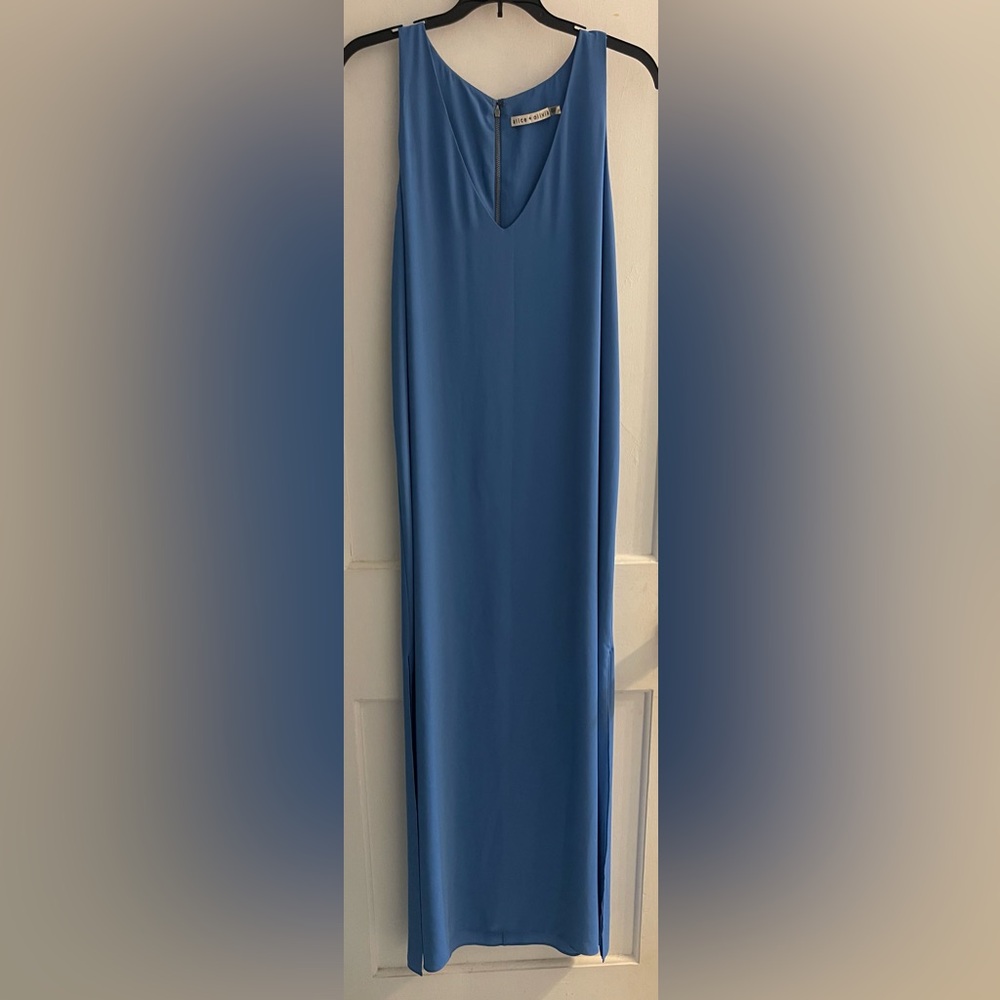 Alice + Olivia Womens Sleeveless V-Neck Maxi Side Slit Dress Sz Medium